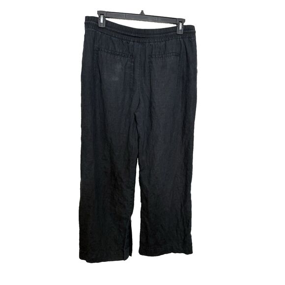 Athleta Size L Retreat Wide Leg Mid Rise Linen Pants Black 851038 Large - Picture 2 of 11